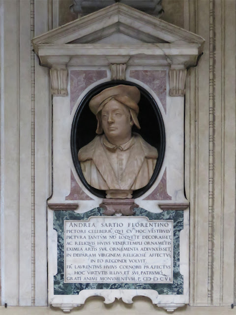 Bust of Andrea del Sarto by Giovanni Caccini, Chiostrino dei Voti, Basilica della Santissima Annunziata, Basilica of the Most Holy Annunciation, Piazza della Santissima Annunziata, Florence