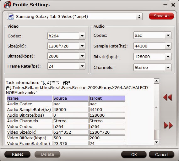 Galaxy Tab 4 Nook video settings