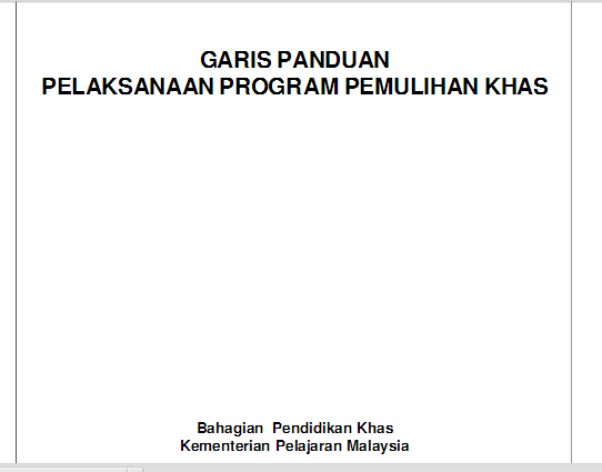 Garis panduan Pemulihan Khas 2012  perkongsian ilmu