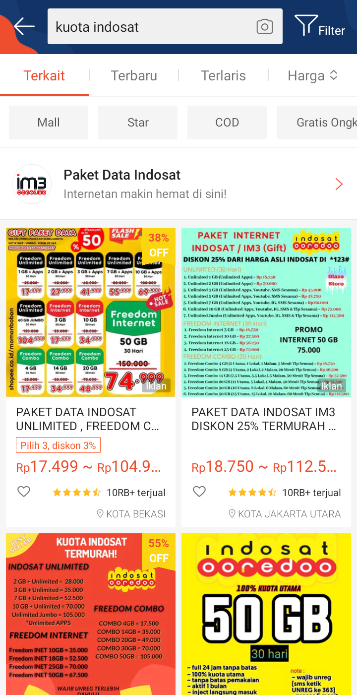 Cara Membeli Pulsa & Kuota Murah di Seller Shopee