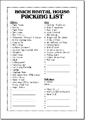 our little casita beach rental house packing list printable
