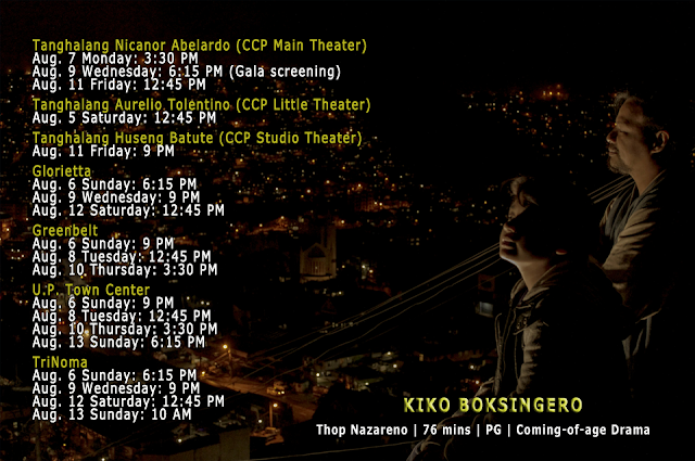 KIKO BOKSINGERO cinemalaya schedule