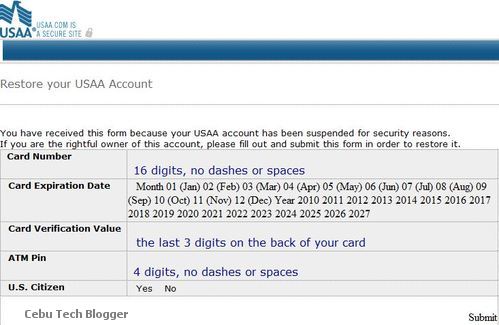 usaa. USAA Phishing Email Form