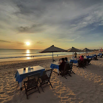 Sunset view at Beach Bali Cafe Kedonganan