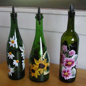 dosh!: bottles! Recycling on glass I've got no painting glass  bottles acrylic Help