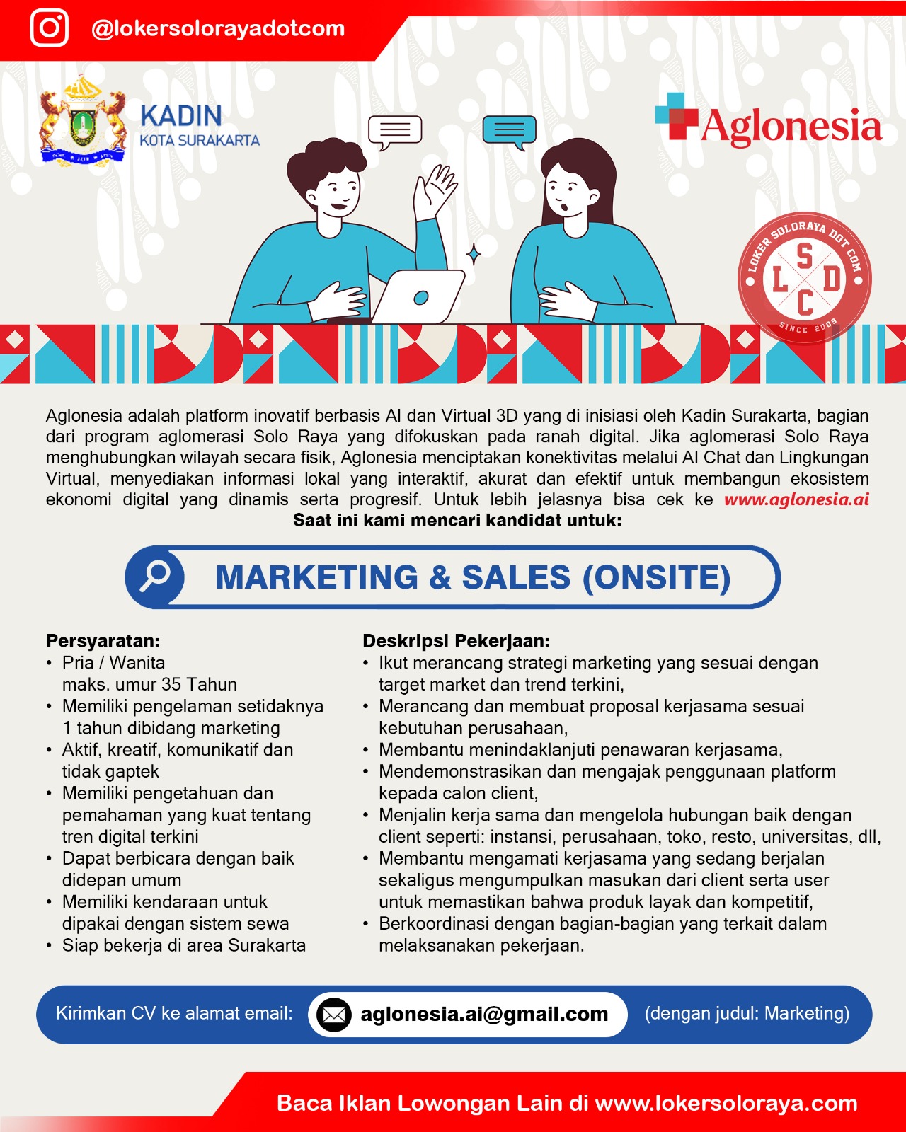 Lowongan Kerja Solo Update di AGLONESIA Platform Berbasis AI & Virtual 3D