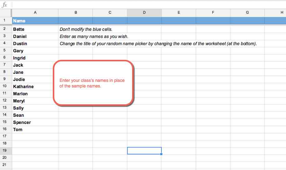Google Sheets Random Name Generator By Flippity