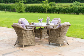 Maze Rattan Winchester 4 Seat Rounded Armchair Dining Set