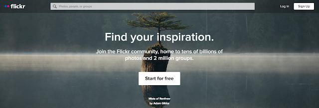 An image of the homepage of Flickr website