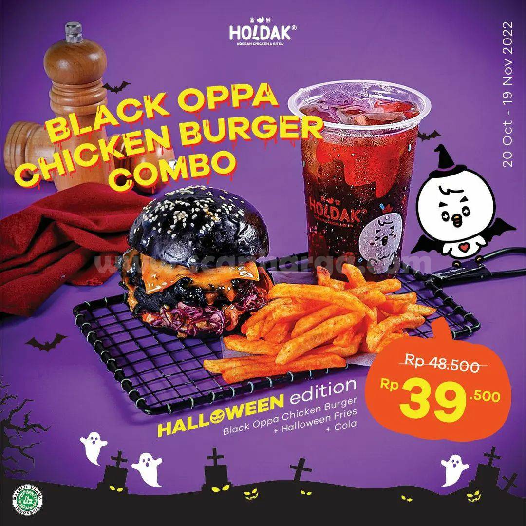 Promo HOLDAK Black Oppa Chicken Burger Combo only Rp. 39.500