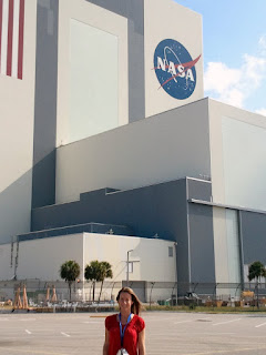 Amanda standing in front of the VAB