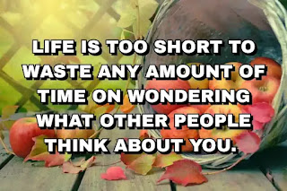 Life is too short to waste any amount of time on wondering what other people think about you.
