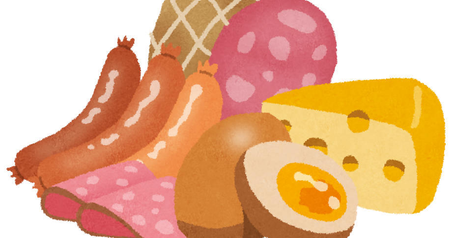 薫製の盛り合わせセットのイラスト ハム チーズ ソーセージ 卵 かわいいフリー素材集 いらすとや