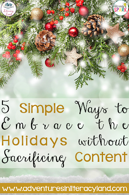 Check out this post with 5 simple ways to embrace the winter holiday season in your literacy classroom without sacrificing content!