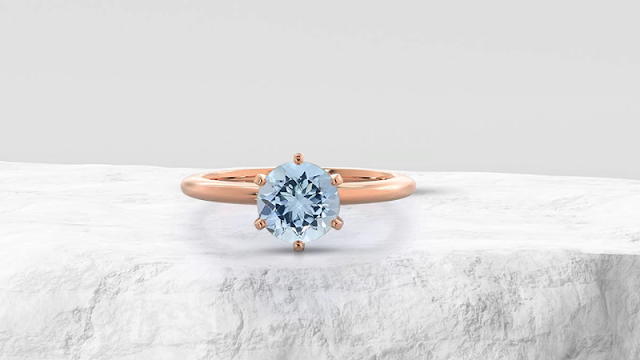 Aquamarine Solitaire Ring