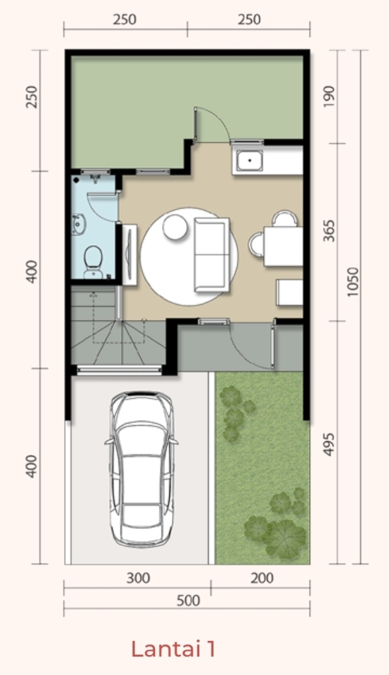 LINGKAR WARNA Denah  rumah  minimalis  ukuran  5x10  meter 2  