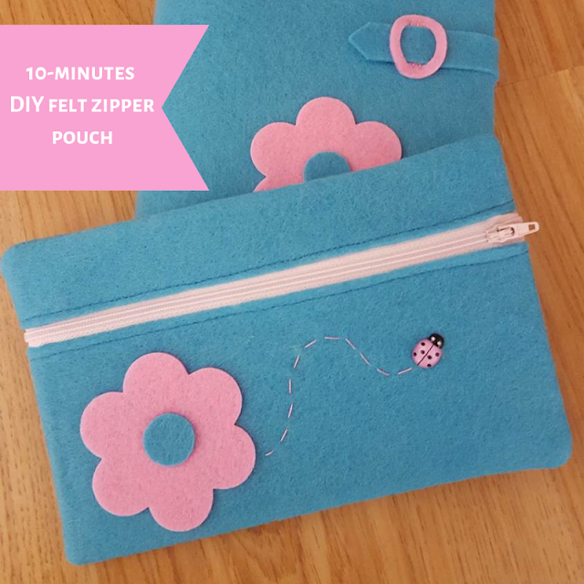 10-minutes DIY felt zipper pouch tutorial