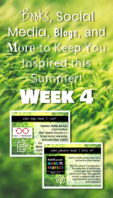 Books, Social Media, Blogs, and More to Keep You Inspired this Summer #newteachers #backtoschool #socialstudies #professionaldevelopment