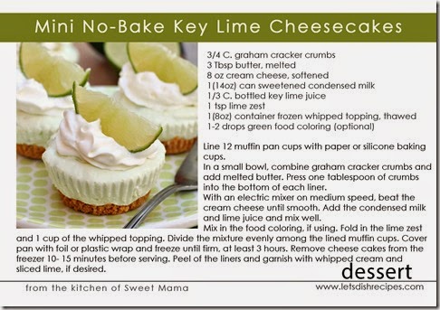 Mini no bake key lime cheesecakes