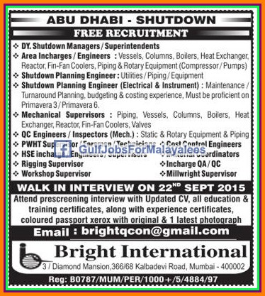 Free job recruitment for Abudhabi