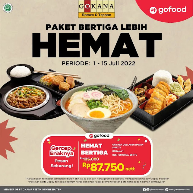 Paket Hemat Bertiga di GOKANA Hanya 87 Ribu Via Go Food (s.d 15 Juli 2022)