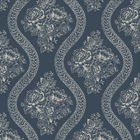 Magnolia Home Wallpaper-York Wallcoverings-Coverlet Floral-Navy