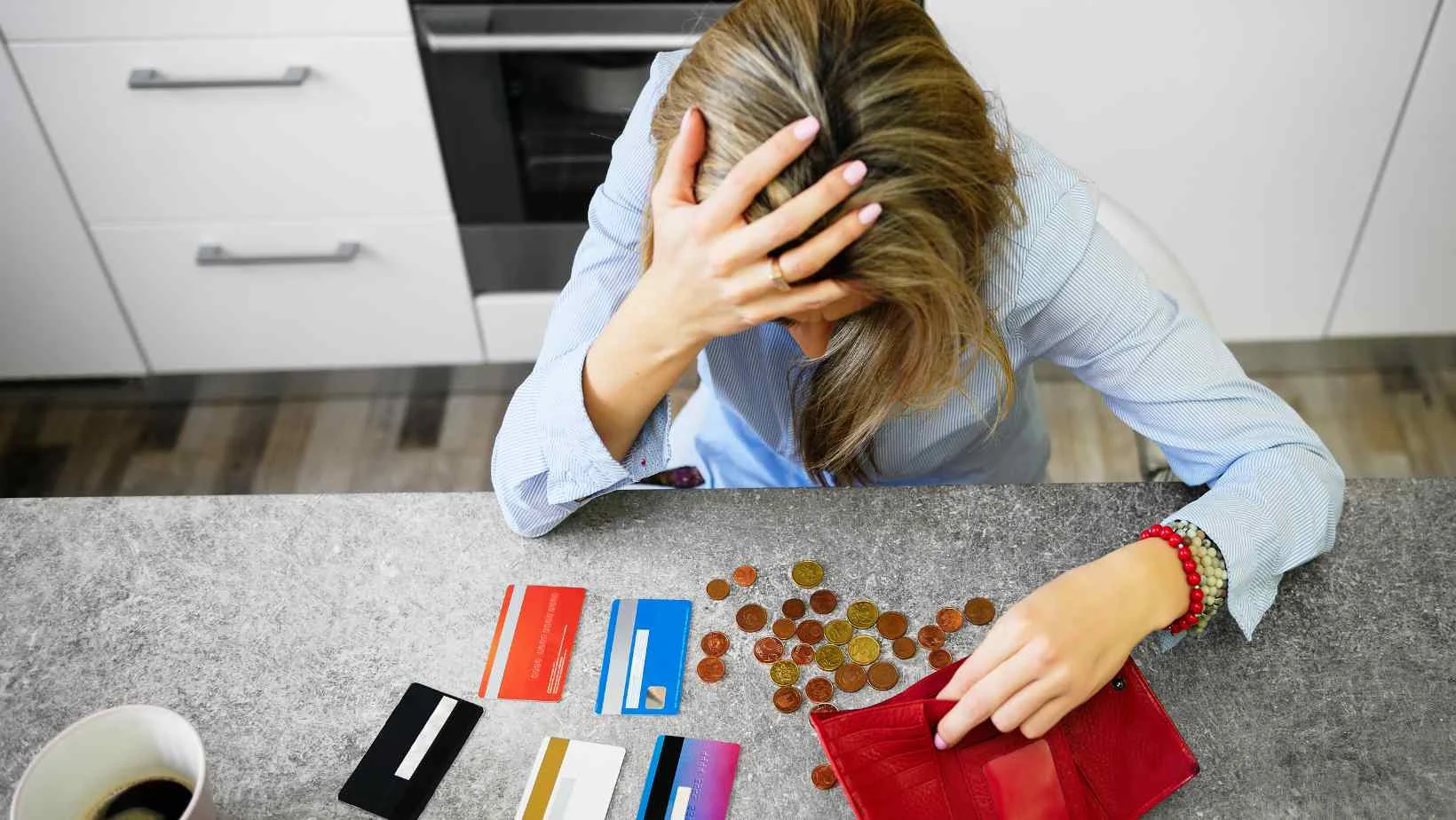 A woman worried about money stock image from canva pro