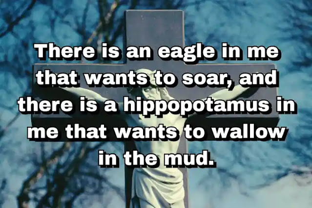 "There is an eagle in me that wants to soar, and there is a hippopotamus in me that wants to wallow in the mud." ~ Carl Sandburg