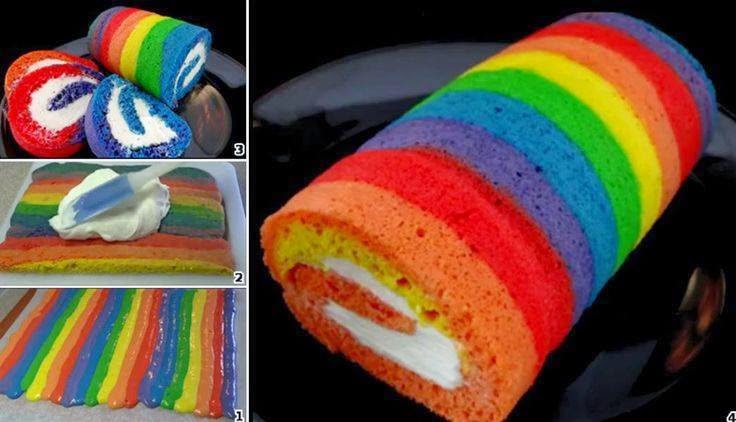 Rainbow Rolls Cake 