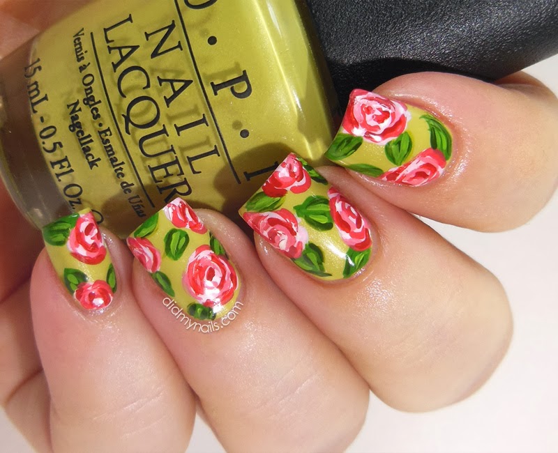 Did My Nails: Strawberry Rose Nail Art