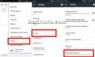 setelan untuk hapus sandi di gogle chrome