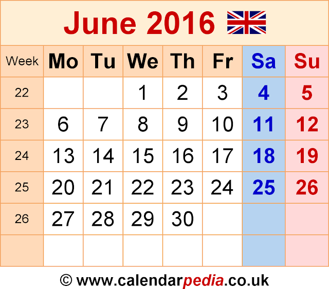 16 Calendar June