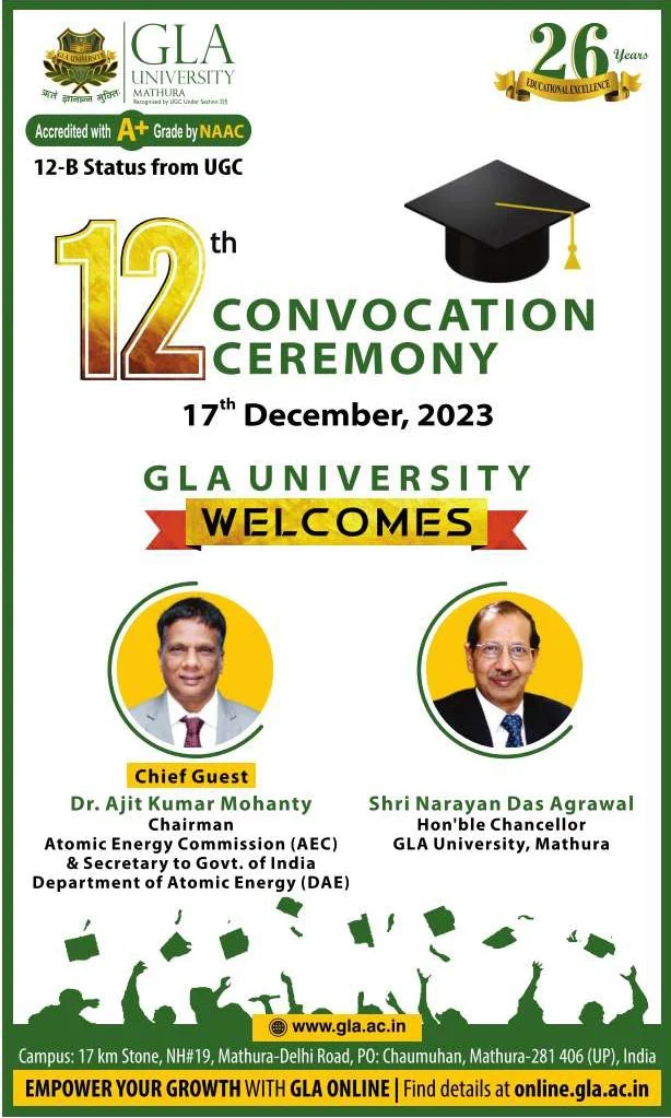 A Convocation to Remember: Decoding the Design of GLA University's 12th Convocation Newspaper Ad