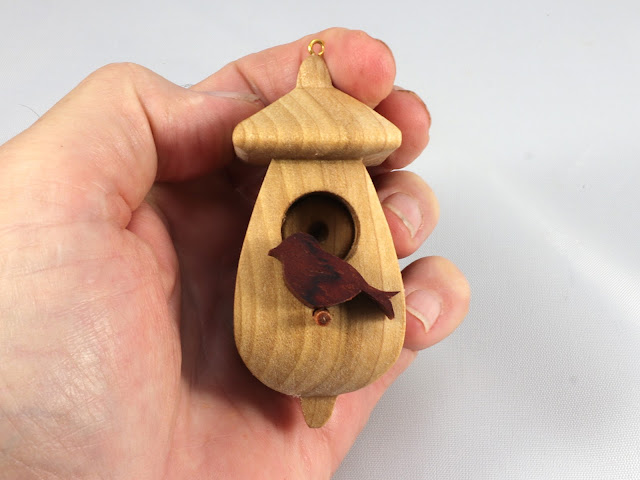 Miniature Birdhouse Ornament, Handmade from Select Grade Hardwoods and Finished with Blend Of Beeswax and Mineral Oil, Collectable