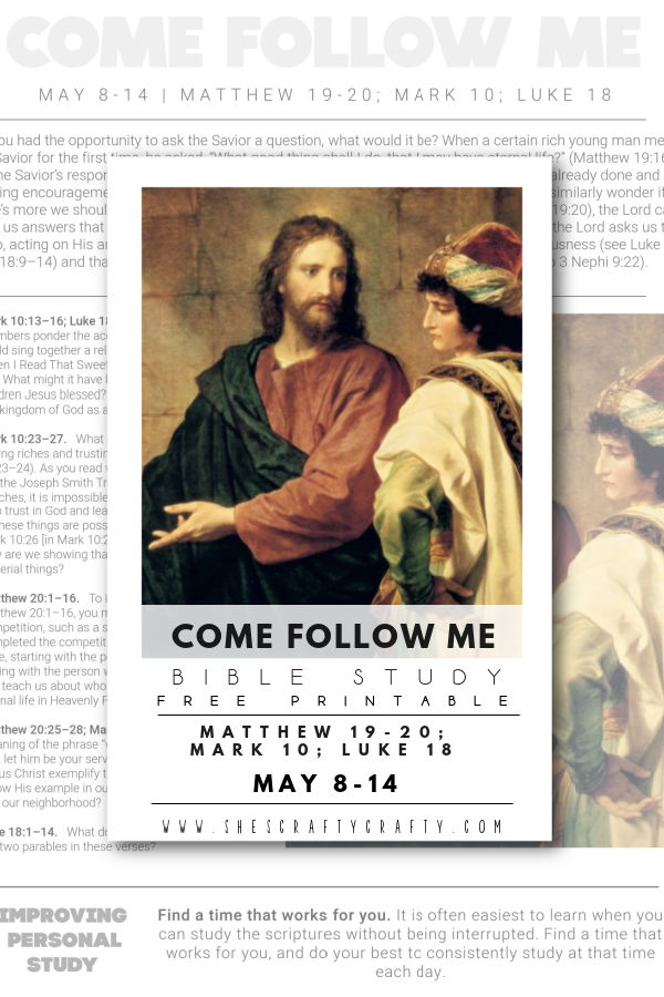 Come Follow Me Bible Study Printable pinterest pin.