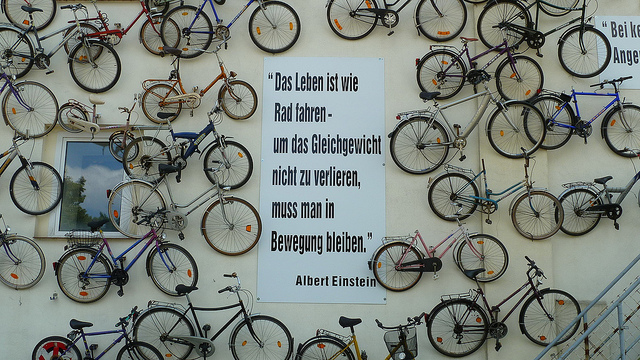 Bicicletaria chama a atenção com 120 bicicletas penduradas na parede