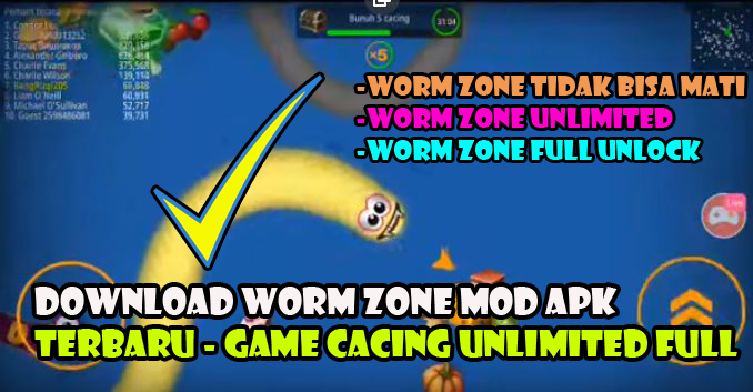 Download Worm Zone Mod Apk Tidak Bisa Mati Game Cacing Unlimited Terbaru Speck Android