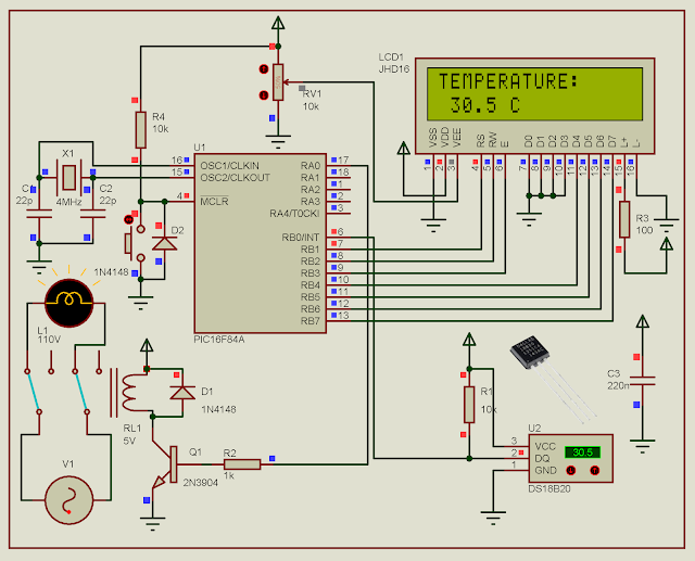 A Temperature Controlled Lamp By PIC16F84A Using ds18B20