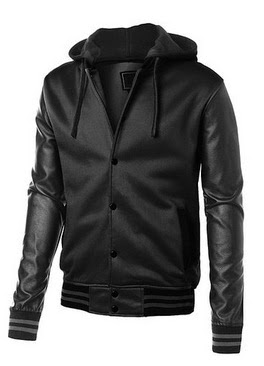 Wantdo Men's Fashion Zipper Faux Jackets Pu Leather Jackets with Hoodie