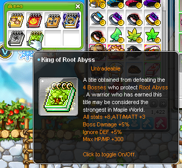 Maplesecrets Imba And Crazy Rich Maplesea Legend King Of Root Abyss Is The Best Maplesea Title Now