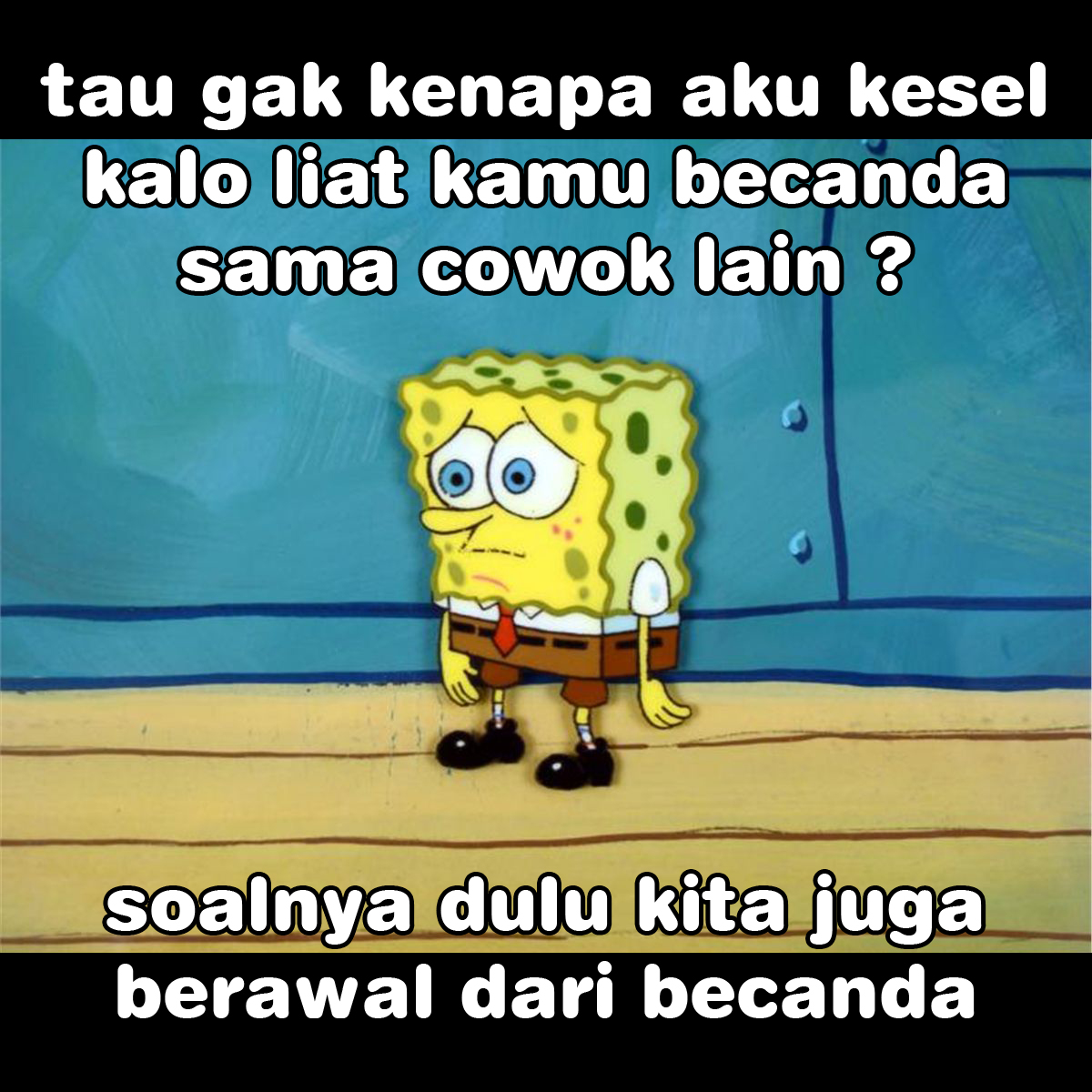 Gambar Meme Lucu Spongebob Galau