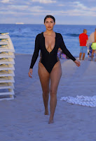 Tao Wickrath in Black Swimsuit in Miami