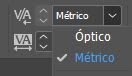 Captura de pantalla del kerning optico y Automático