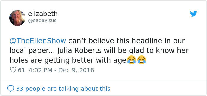Newspaper Made An Awkward Typo On Julia Roberts' Headline, And The Internet Reacted Hilariously