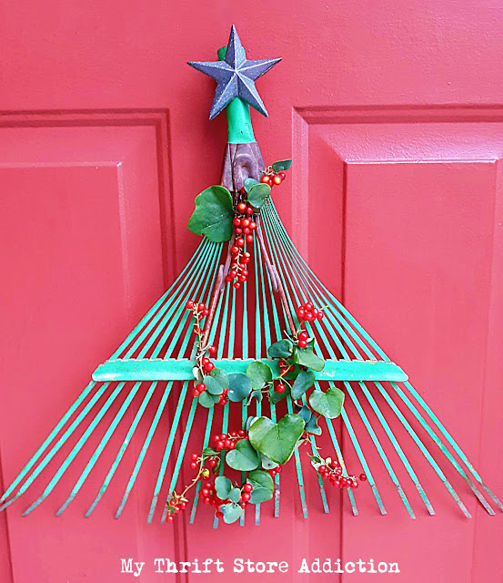 Repurposed Rake Head Christmas tree