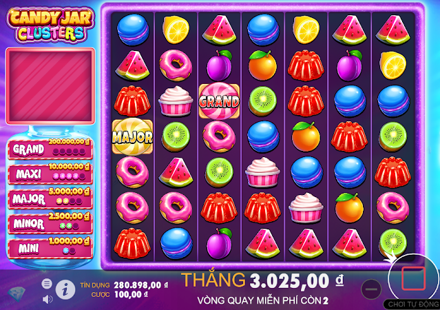 Candy Jar Cluster-Hũ kẹo màu sắc mang chiến thắng 10.000X Game