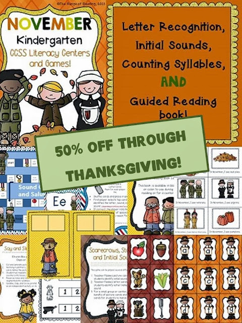 http://www.teacherspayteachers.com/Product/November-Kindergarten-Literacy-Centers-CCSS-Aligned-953895