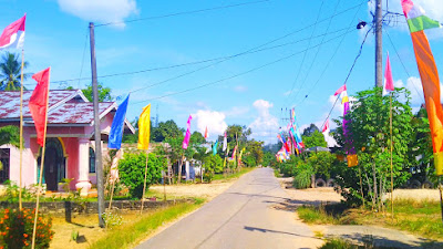 Bendera Dan Umbul-umbul Mewarnai Sepanjang Jalan Desa Siabu, Semarakan HUT RI Ke 75
