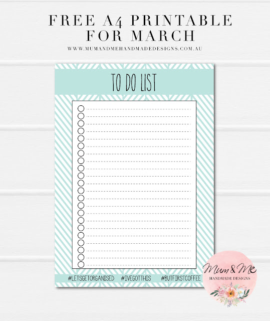 Free A4 Printable for March - To Do List by Mum & Me Handmade Designs