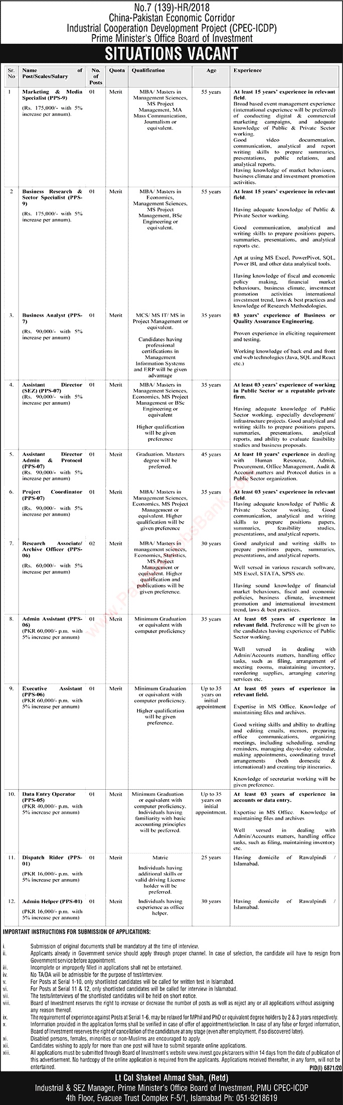 Latest Jobs in  Board of Investment Islamabad 2021